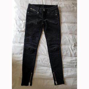 Armani Exchange Black Moto Style Cords Corduroy Pants
